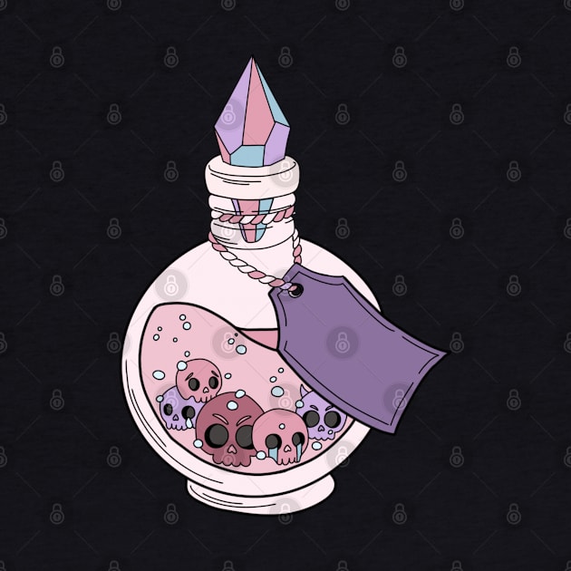 Cute Chibi Skulls in a purple poison bottle by ISFdraw